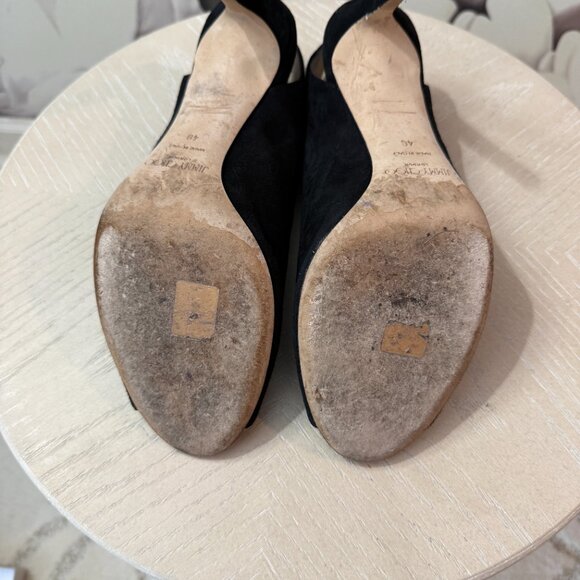 Jimmy Choo Black Suede Open-Toe Heels - Picture 3 of 5